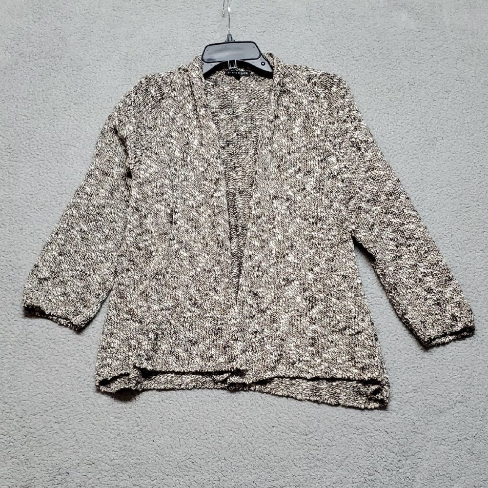 Eileen Fisher Black and White Knit Cardigan XL